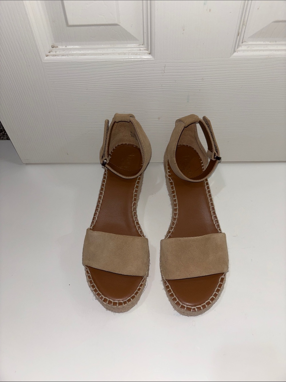 Franco Sarto Tan Suede Ankle-Strap Espadrille Sandals